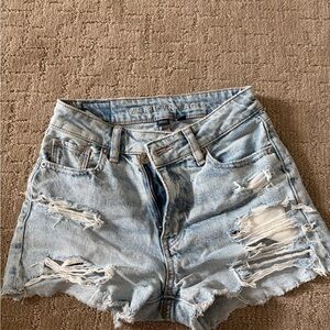 American Eagle Outfitters Ripped Light Blue Jean Shorts